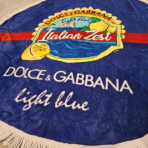 Unisex Dolce & Gabbana Round Beach Towel One Size Blue - Picture 3 of 6